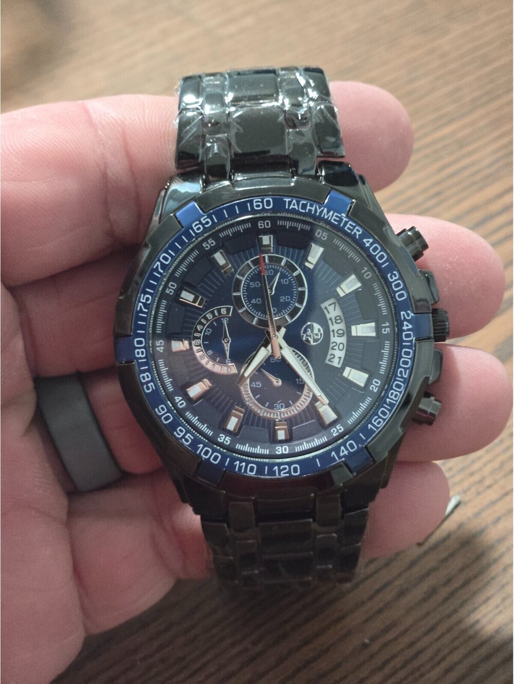 AJ Timemaster Stainless Steel Black and Blue